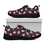 Golden Retriever Tartan Pattern Print Black Sneakers