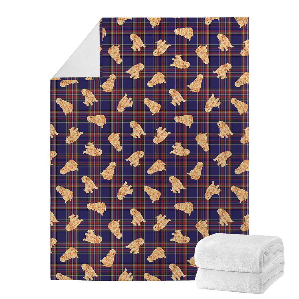Golden Retriever Tartan Pattern Print Blanket