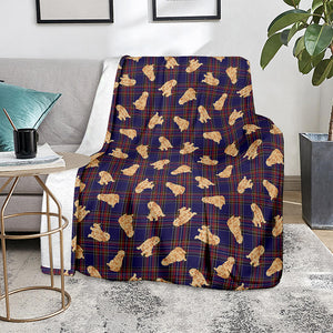 Golden Retriever Tartan Pattern Print Blanket