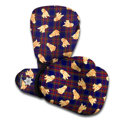 Golden Retriever Tartan Pattern Print Boxing Gloves