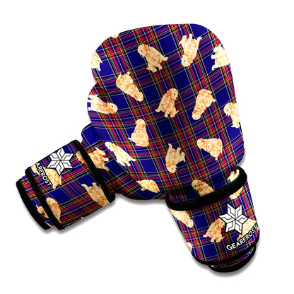 Golden Retriever Tartan Pattern Print Boxing Gloves