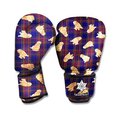 Golden Retriever Tartan Pattern Print Boxing Gloves