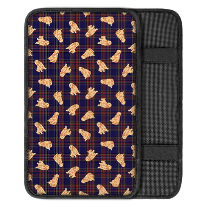Golden Retriever Tartan Pattern Print Car Center Console Cover