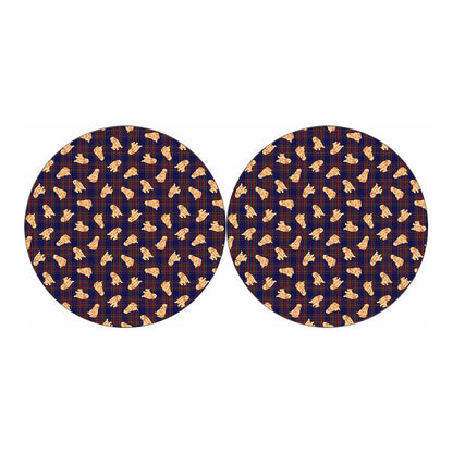 Golden Retriever Tartan Pattern Print Car Coasters