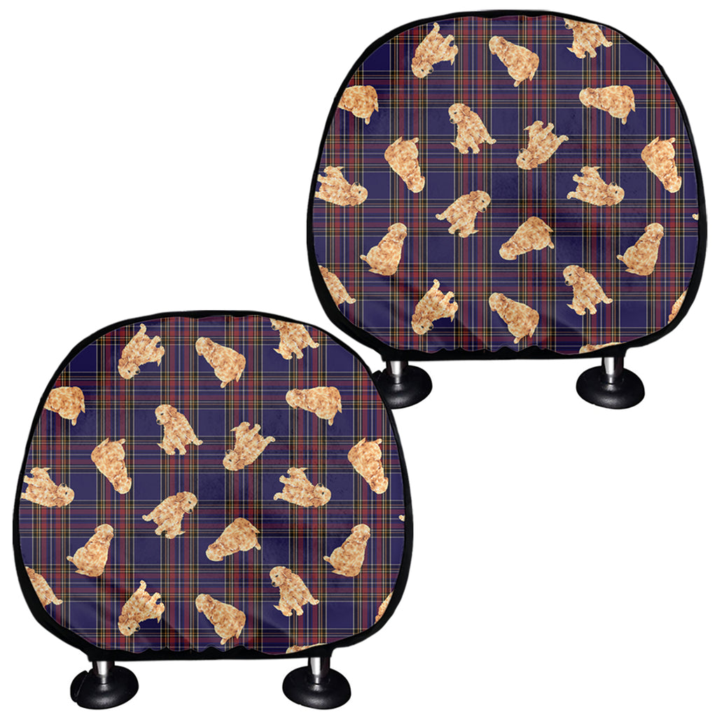 Golden Retriever Tartan Pattern Print Car Headrest Covers