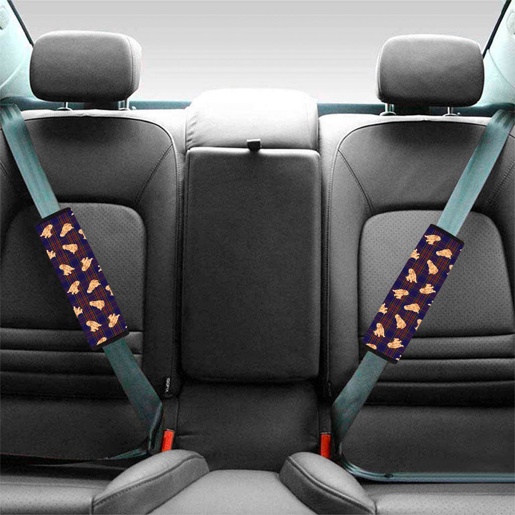 Golden Retriever Tartan Pattern Print Car Seat Belt Covers
