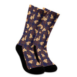 Golden Retriever Tartan Pattern Print Crew Socks