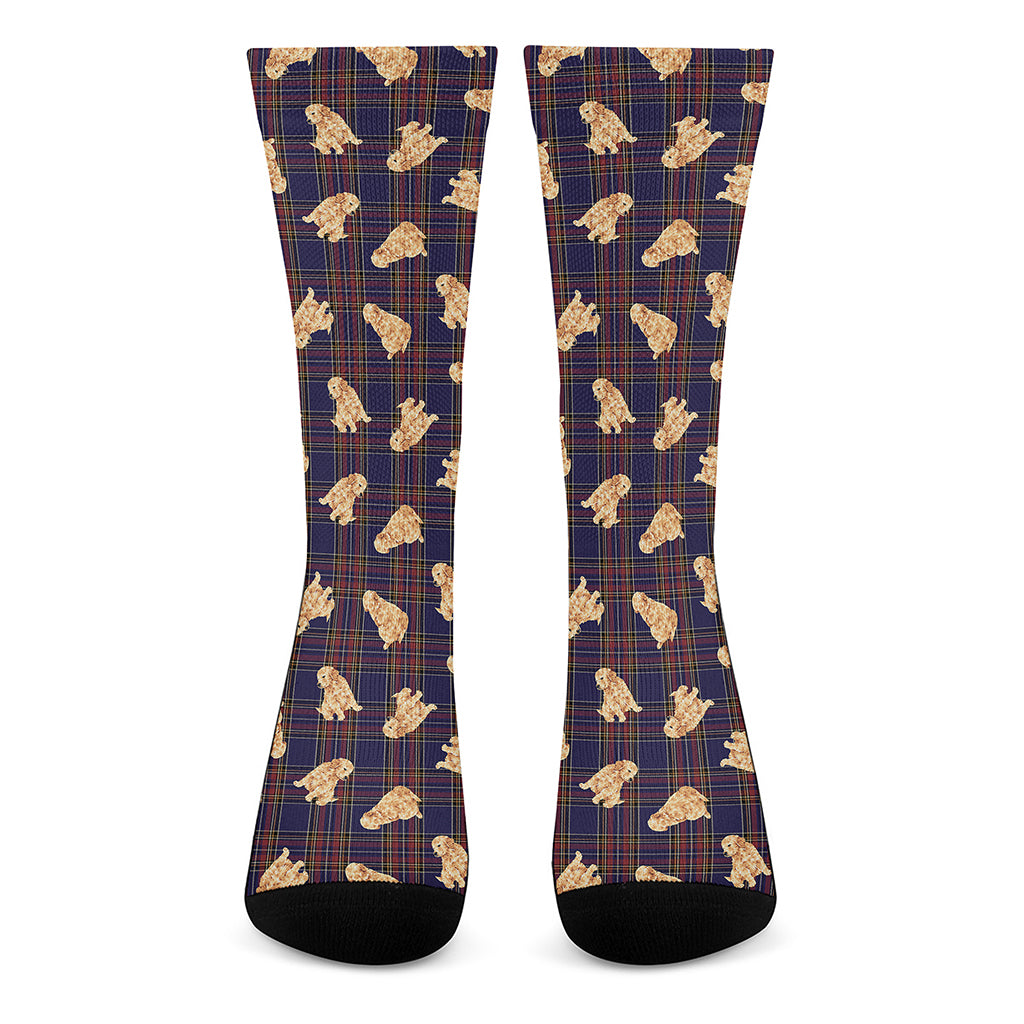 Golden Retriever Tartan Pattern Print Crew Socks