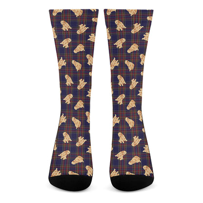 Golden Retriever Tartan Pattern Print Crew Socks