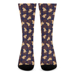 Golden Retriever Tartan Pattern Print Crew Socks