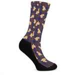 Golden Retriever Tartan Pattern Print Crew Socks