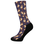 Golden Retriever Tartan Pattern Print Crew Socks