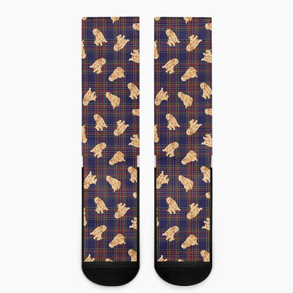 Golden Retriever Tartan Pattern Print Crew Socks