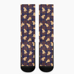 Golden Retriever Tartan Pattern Print Crew Socks