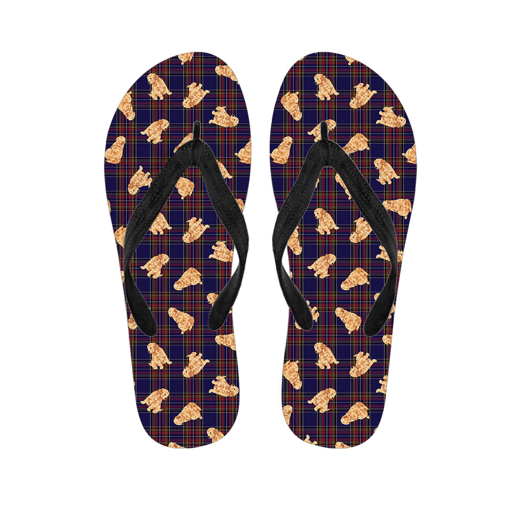 Golden Retriever Tartan Pattern Print Flip Flops