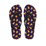 Golden Retriever Tartan Pattern Print Flip Flops