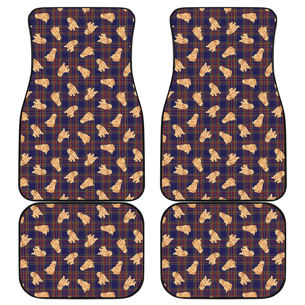 Golden Retriever Tartan Pattern Print Front and Back Car Floor Mats
