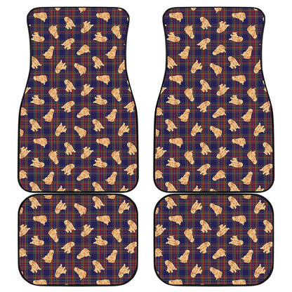 Golden Retriever Tartan Pattern Print Front and Back Car Floor Mats