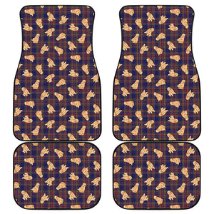 Golden Retriever Tartan Pattern Print Front and Back Car Floor Mats