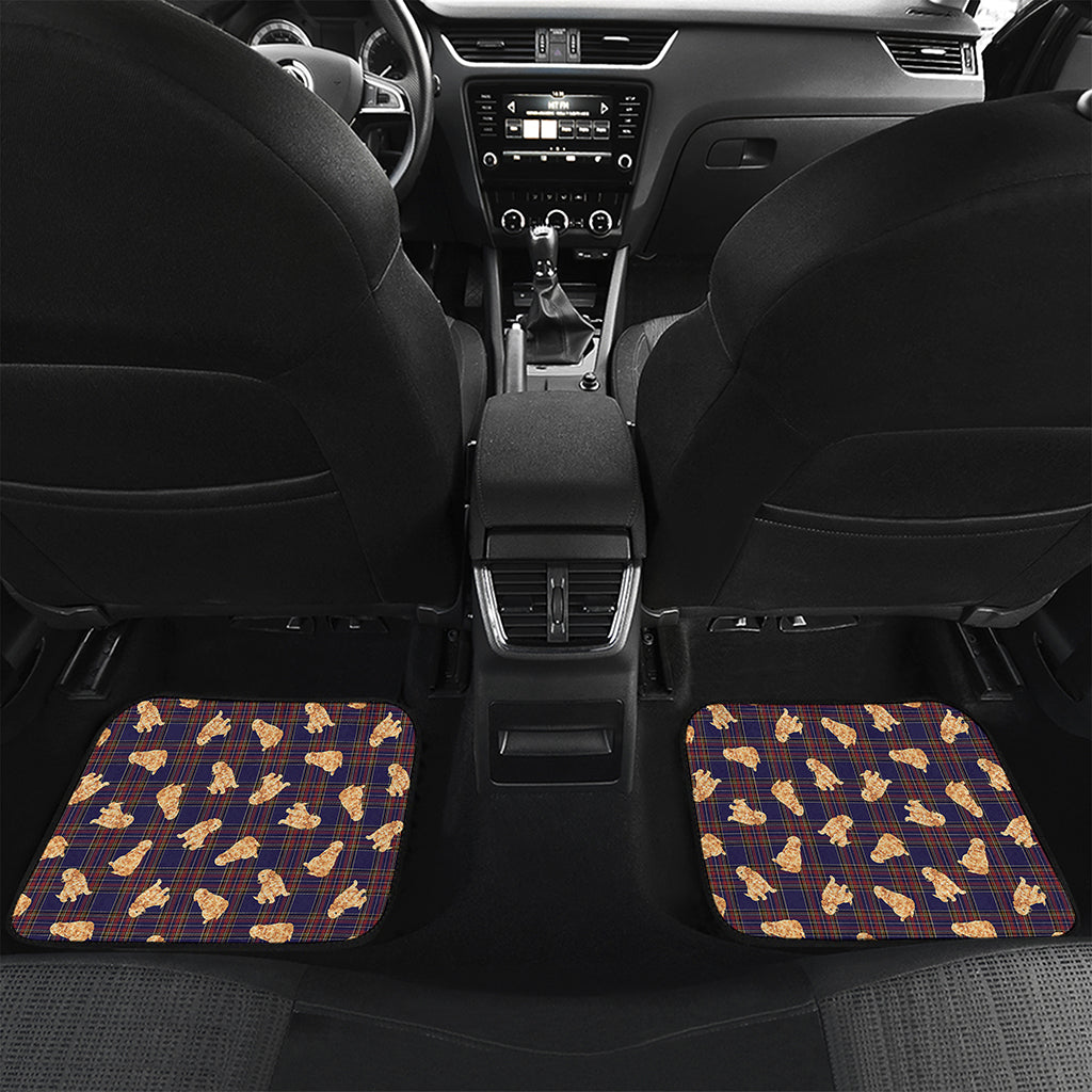 Golden Retriever Tartan Pattern Print Front and Back Car Floor Mats