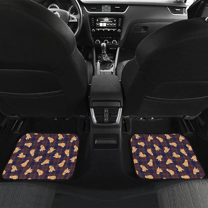 Golden Retriever Tartan Pattern Print Front and Back Car Floor Mats