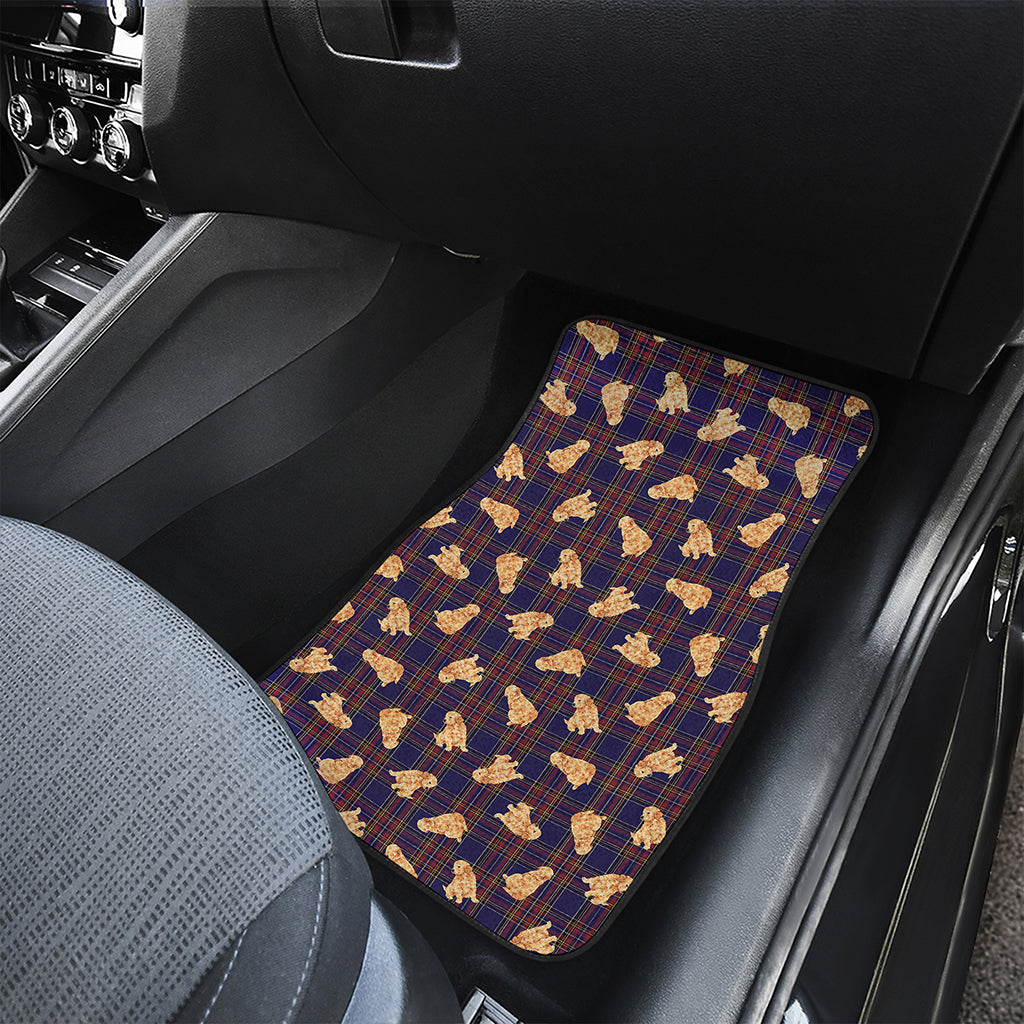 Golden Retriever Tartan Pattern Print Front and Back Car Floor Mats