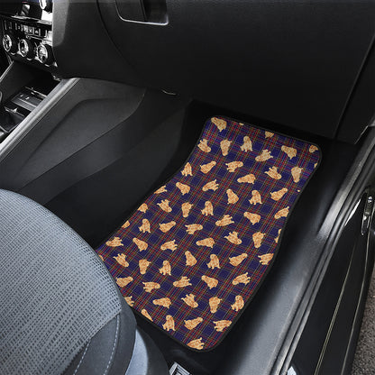Golden Retriever Tartan Pattern Print Front and Back Car Floor Mats