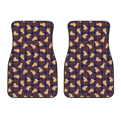 Golden Retriever Tartan Pattern Print Front Car Floor Mats