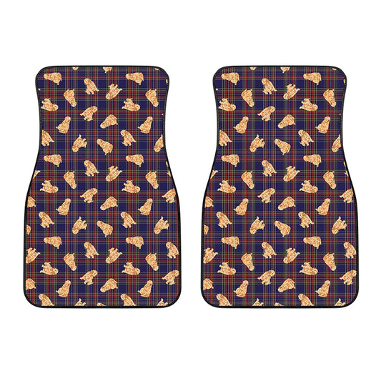 Golden Retriever Tartan Pattern Print Front Car Floor Mats