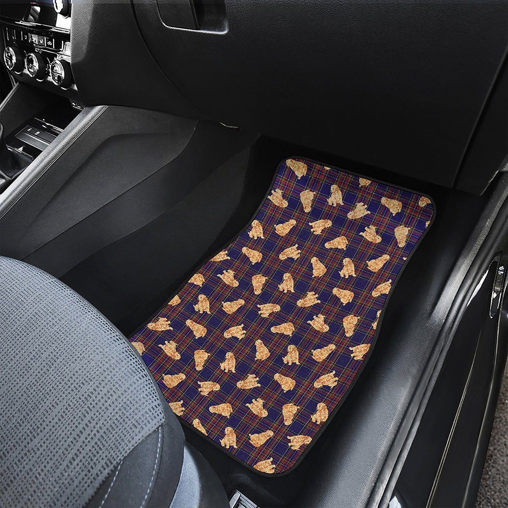 Golden Retriever Tartan Pattern Print Front Car Floor Mats