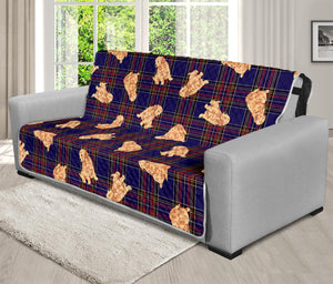 Golden Retriever Tartan Pattern Print Futon Protector