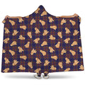 Golden Retriever Tartan Pattern Print Hooded Blanket