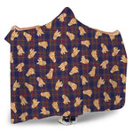 Golden Retriever Tartan Pattern Print Hooded Blanket