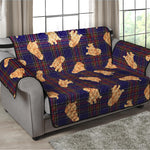 Golden Retriever Tartan Pattern Print Loveseat Protector