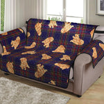 Golden Retriever Tartan Pattern Print Loveseat Protector