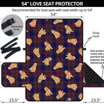 Golden Retriever Tartan Pattern Print Loveseat Protector