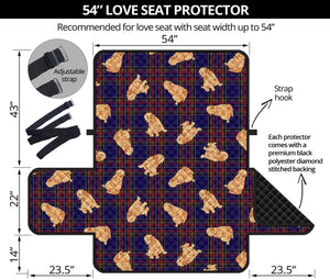 Golden Retriever Tartan Pattern Print Loveseat Protector