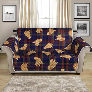 Golden Retriever Tartan Pattern Print Loveseat Protector