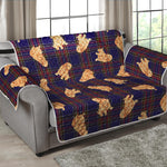 Golden Retriever Tartan Pattern Print Loveseat Protector