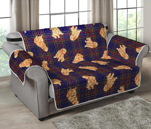 Golden Retriever Tartan Pattern Print Loveseat Protector