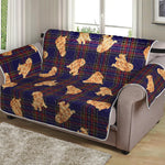 Golden Retriever Tartan Pattern Print Loveseat Protector