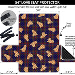 Golden Retriever Tartan Pattern Print Loveseat Protector