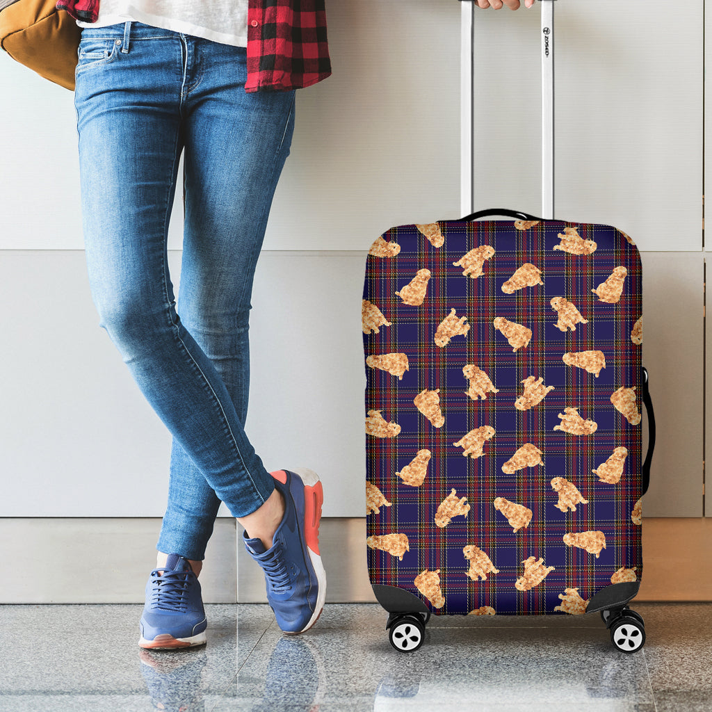 Golden Retriever Tartan Pattern Print Luggage Cover