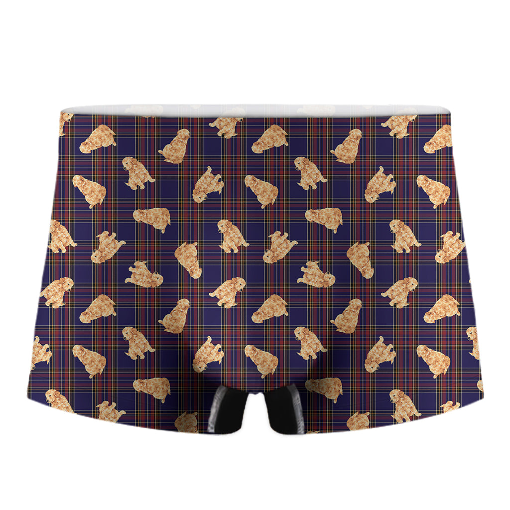 Golden Retriever Tartan Pattern Print Men's Boxer Briefs
