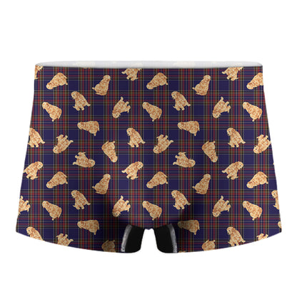 Golden Retriever Tartan Pattern Print Men's Boxer Briefs