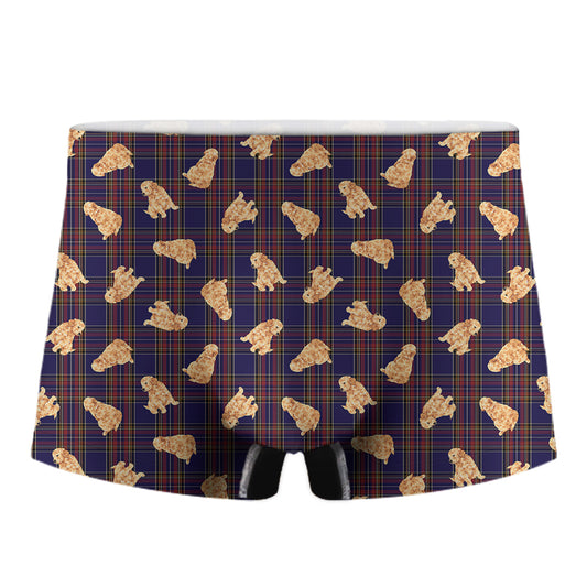 Golden Retriever Tartan Pattern Print Men's Boxer Briefs