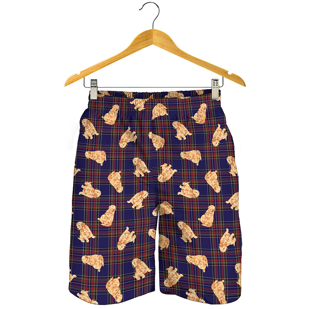 Golden Retriever Tartan Pattern Print Men's Shorts