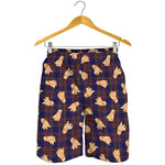 Golden Retriever Tartan Pattern Print Men's Shorts