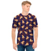 Golden Retriever Tartan Pattern Print Men's T-Shirt