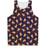 Golden Retriever Tartan Pattern Print Men's Tank Top